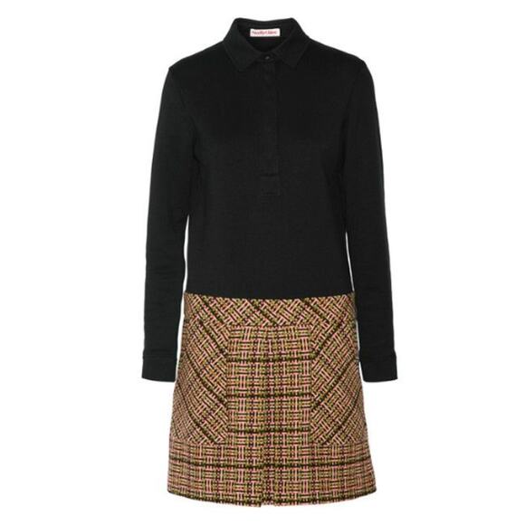 See By Chloe Dresses & Skirts - See by Chloe Tweed Shirt Dress Twofer Black Pink Green Wool Preppy w/ Pockets 10